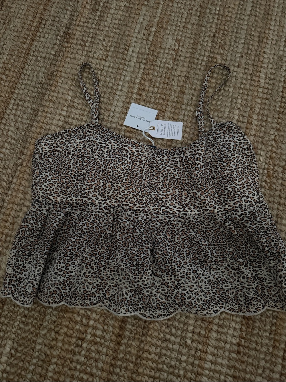 American Eagle Outfitters Leopard Print Scallop Hem Cami - Brown/Beige
